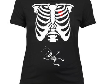 Maternity Halloween Shirt Pregnant Skeleton T Shirt Pregnancy Reveal Baby Announcement Baby Shower Gift Expectant Mother Ladies Tee - SA394