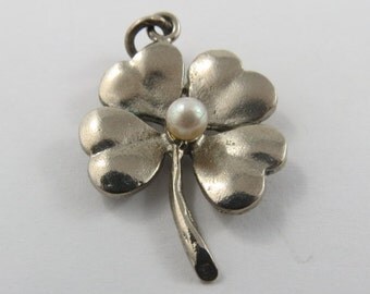 Four Leaf Clover Vintage Sterling Silver Charm.