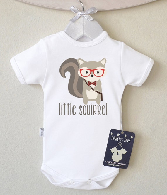 Squirrel Baby Clothes. Hipster short sleeve Baby Bodysuit With