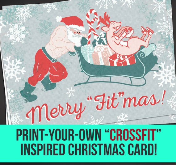 Crossfit Inspired Fitness Christmas Card Digital Download Printable