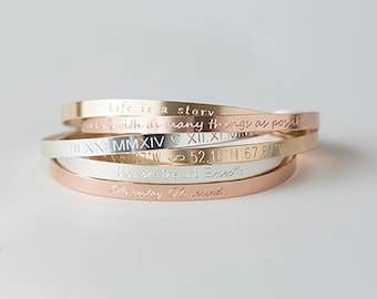 Cuff Bracelet,Gold, Rose, Silver, Inspirational Cuff, Engraved Bracelet,Personalized Bracelet,Mantra Band,Monogram Bracelet