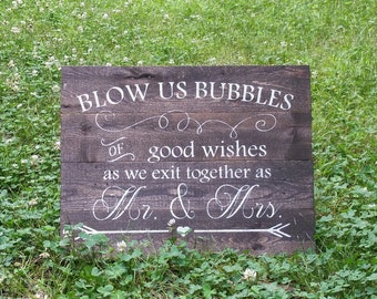 Bubble wedding sign//Blow us Bubbles of Good Wishes as we exit together as mr. and mrs.//wedding sign//winter wedding