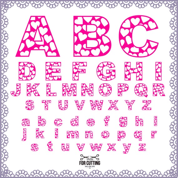 Download Heart alphabet heart font Cut Files Svg Eps by ...