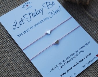 First Day of School Bracelet Anxiety Separation Bracelet New Start Wishing Bracelet Silver Heart Charm Make a Wish Bracelet Kids Bracelets