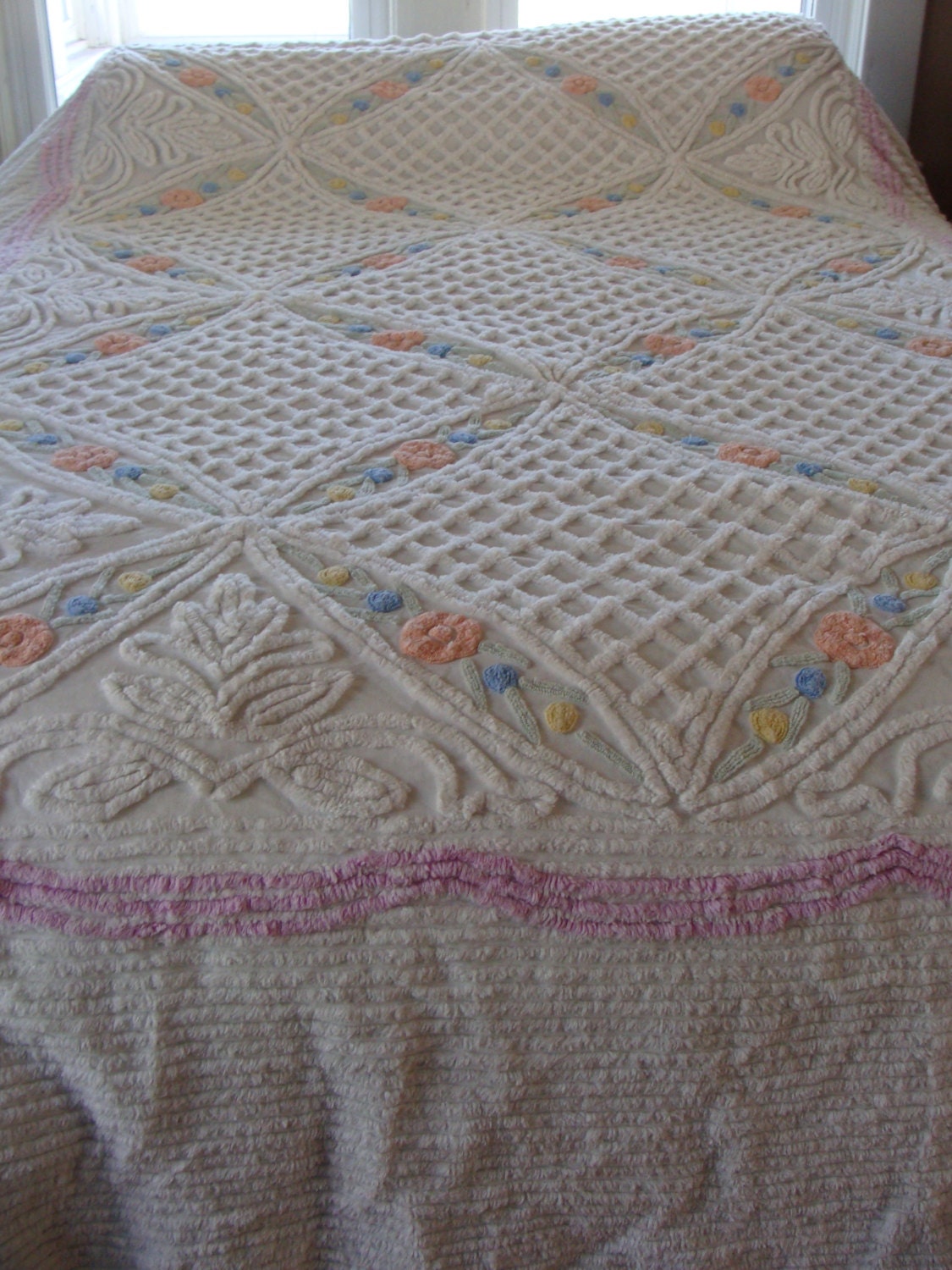 vintage chenille bedspread 60 s pastel pretty shabby chic vintage chenille bedspread 60 s pastel pretty shabby chic