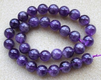 African Amethyst 12mm Round Beads - Full Strand
