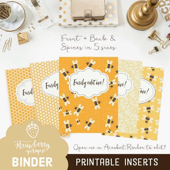 Orange binder cover printable: BUSY BEE 5x set