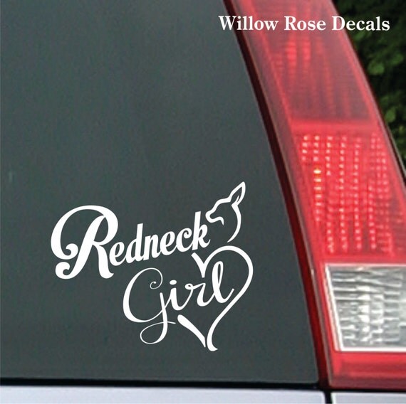 Redneck Decals Redneck Heart Decal Redneck Car by WillowRoseDecals