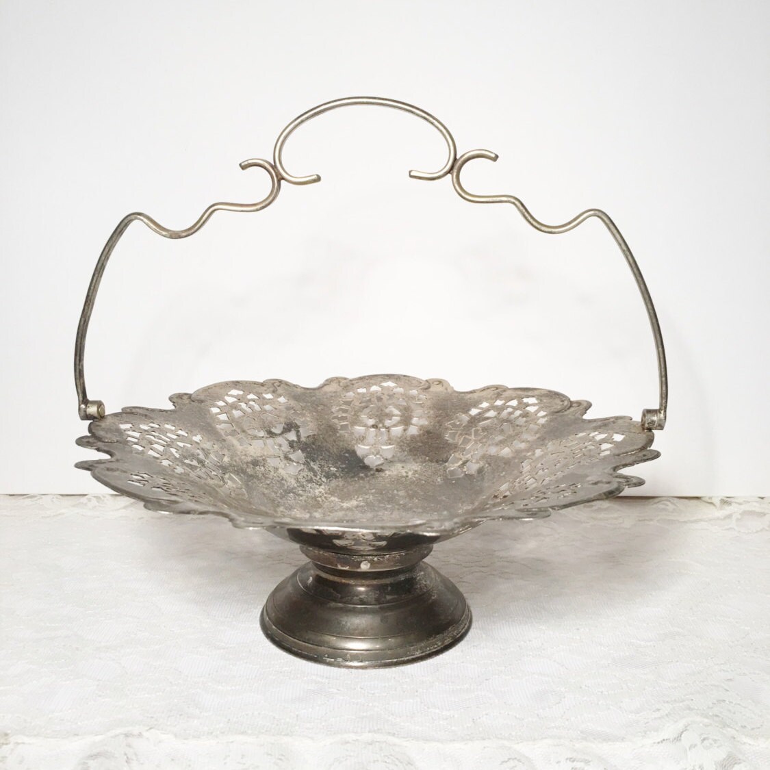 Vintage Silver Wedding Basket Brides Basket International