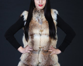 Fox fur, real fur vest, Siberian red fox fur vest. Genuine quality fur pelt, fur jacket, red fox fur, fox fur vest, fur vest, Russian fur
