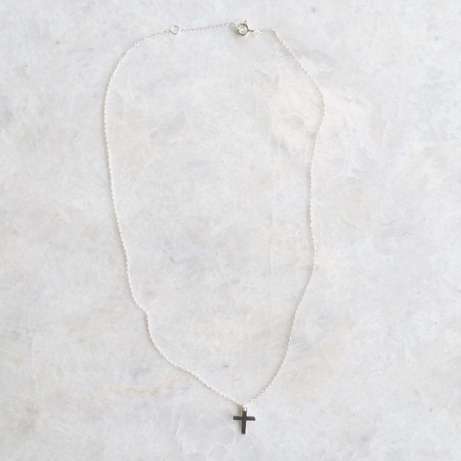 Cross charm necklace Sterling silver cross charm by SilverCartel