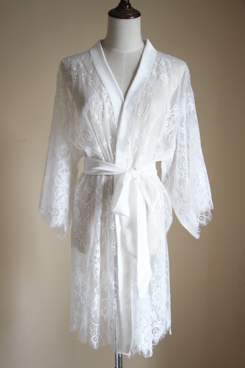 Bridal Lace Sheer Kimono RobeHoneymoon robeLace Robe