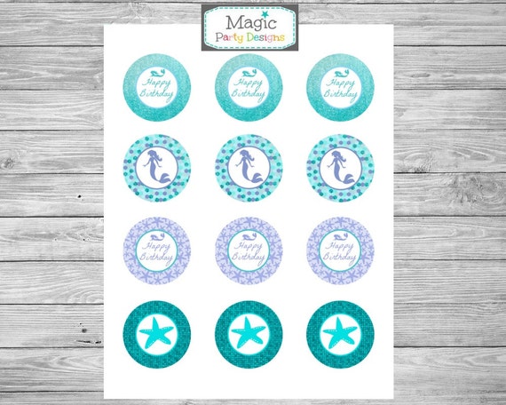 Mermaid cupcake toppers printable Mermaid by MagicPartyDesigns