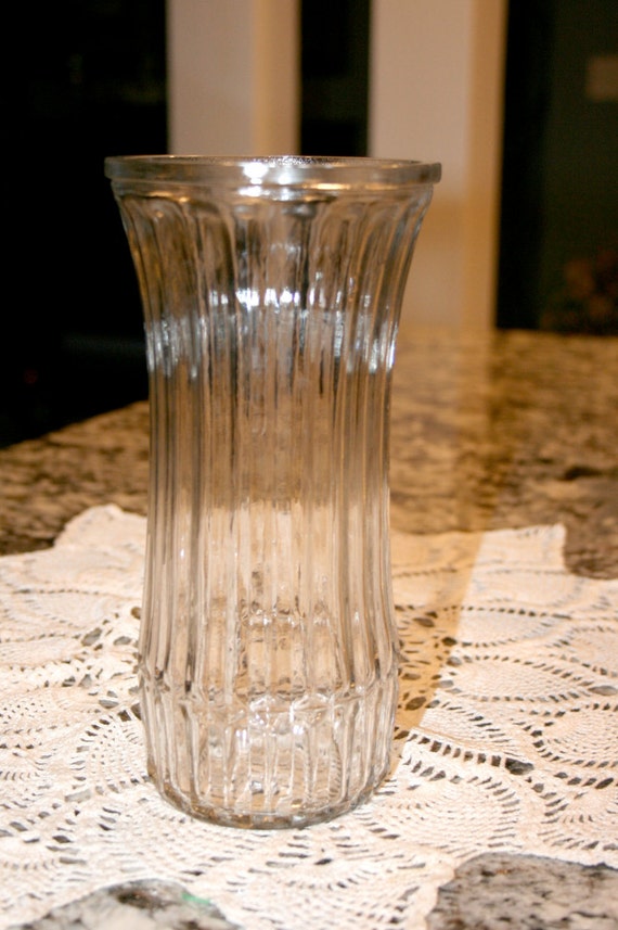 Hoosier Glass Vase 4088B//Ribbed Glass Vase//Flower Glass