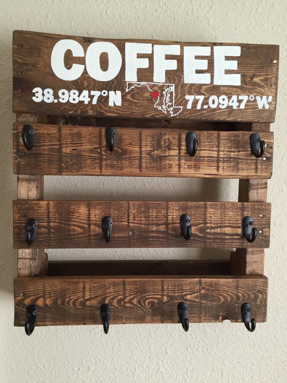 Items similar to Coffee Mug Rack with Personalized state and