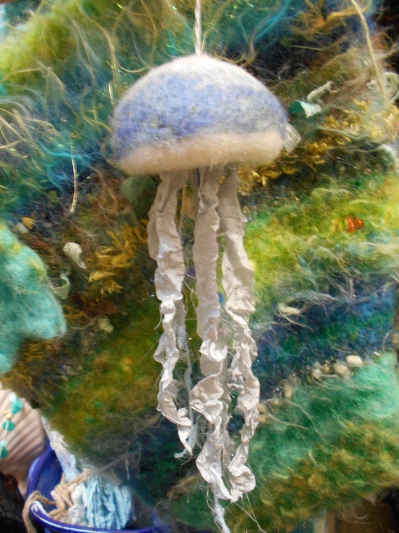 Needle Felted Jellyfish Ornament