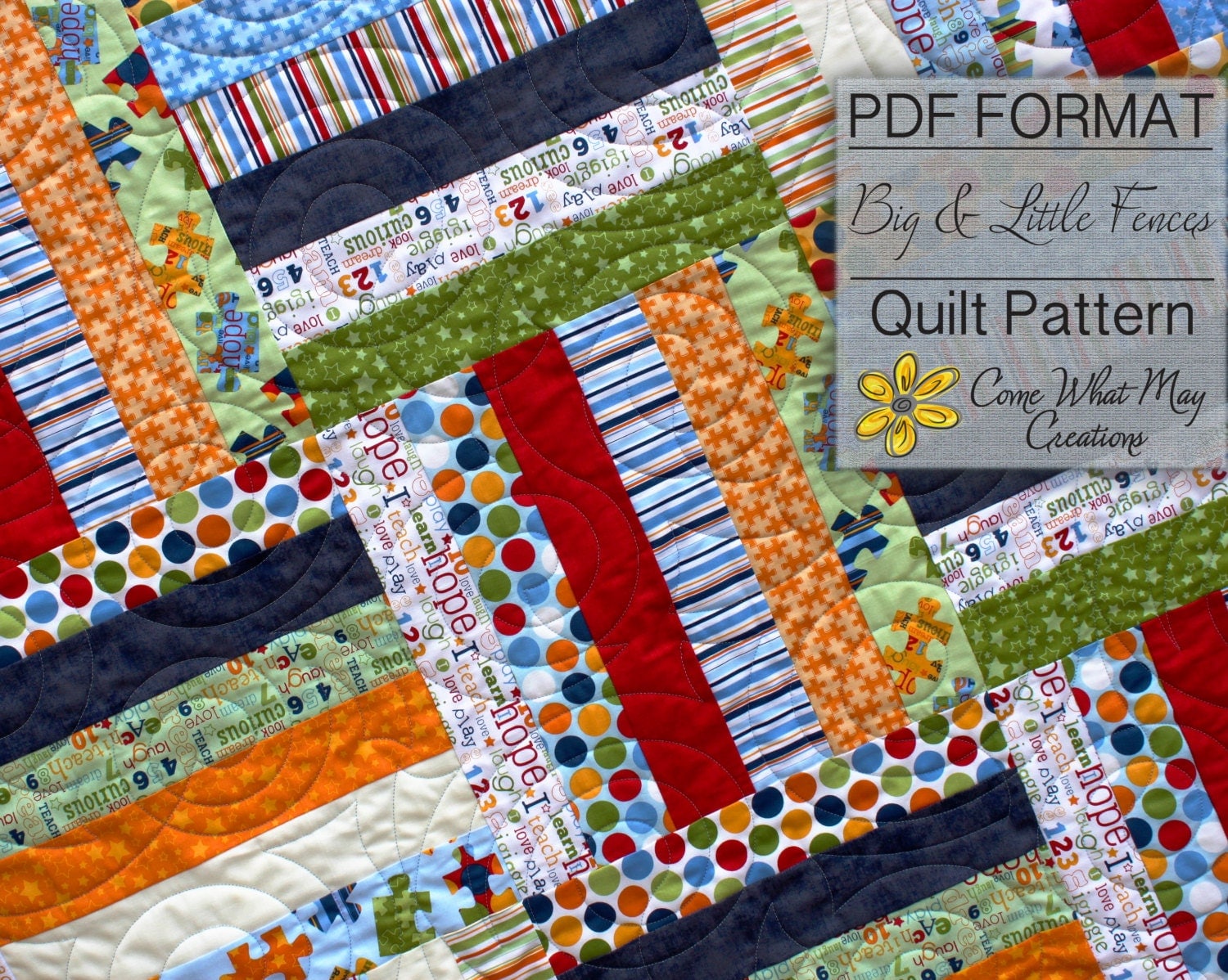 Big Little Fence Baby Quilt Pattern Strip Quilt Pattern
