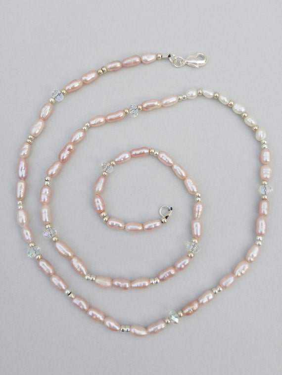 items similar to delicate pink pearl and crystal necklace items similar to delicate pink pearl and crystal necklace