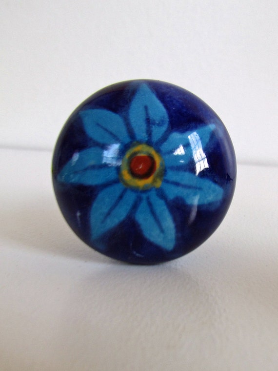 set of 6 decorative ceramic knobs blue daisy kitchen set of 6 decorative ceramic knobs blue daisy kitchen