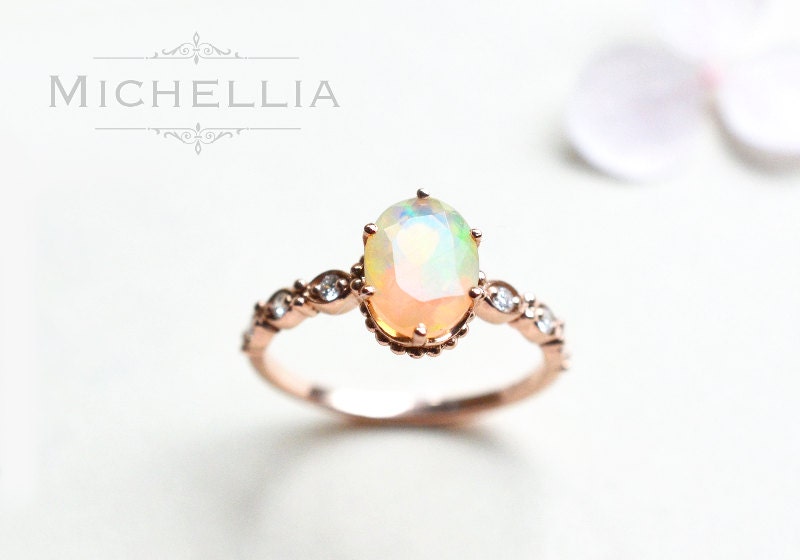 Opal engagement rings yellow gold