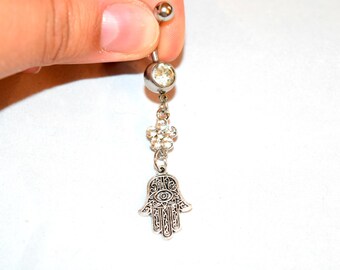 Flower Hamsa Belly Rings, Belly Ring Belly Button rings, Belly Button Ring Belly Button Rings, Hamsa Belly Ring, Navel Rings, Navel Piercing