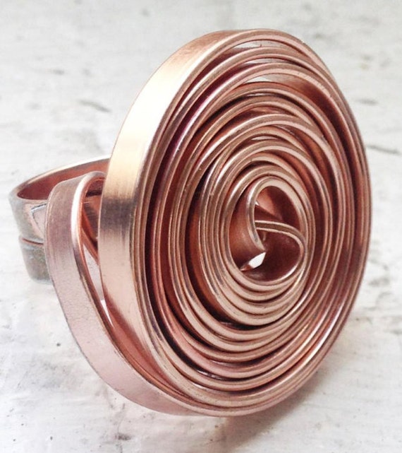 Copper rings Copperplated aluminum spiral ring UNISEX