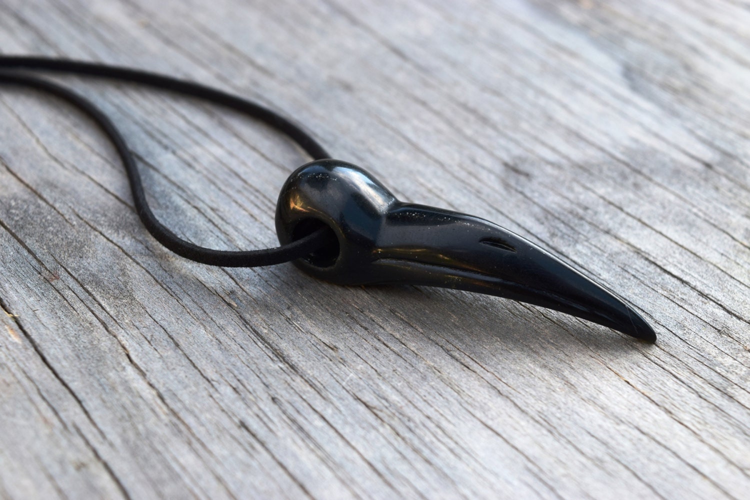 Large stone carved bird skull necklace black obsidian raven Large stone carved bird skull necklace black obsidian raven
