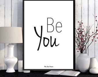 Typography print, Poster quote, Black and white, Inspirational quote, Positive quote wall, Printable wall, Home decor, Motivational print