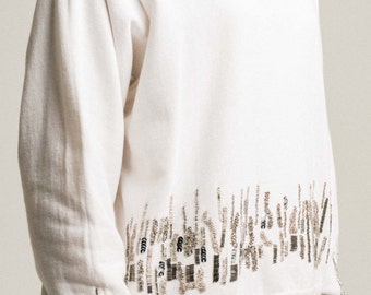 Sweat "KATE" 100% cotton, glass beads, sequins metallic., clothing, gift for woman, Christmas