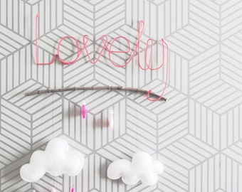 Stripy Cube Wallpaper / Removable or Traditional Wallpaper D045