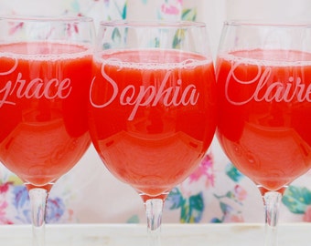Personalized Wine Glasses Custom Wine Glasses Bridesmaid Gift Bachelorette Party Stemless Wine Glass Wine Lover Personalized Gift