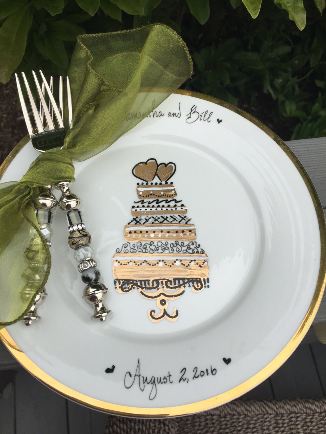  Cake  for Two Personalized Wedding  Cake  Plate  by 