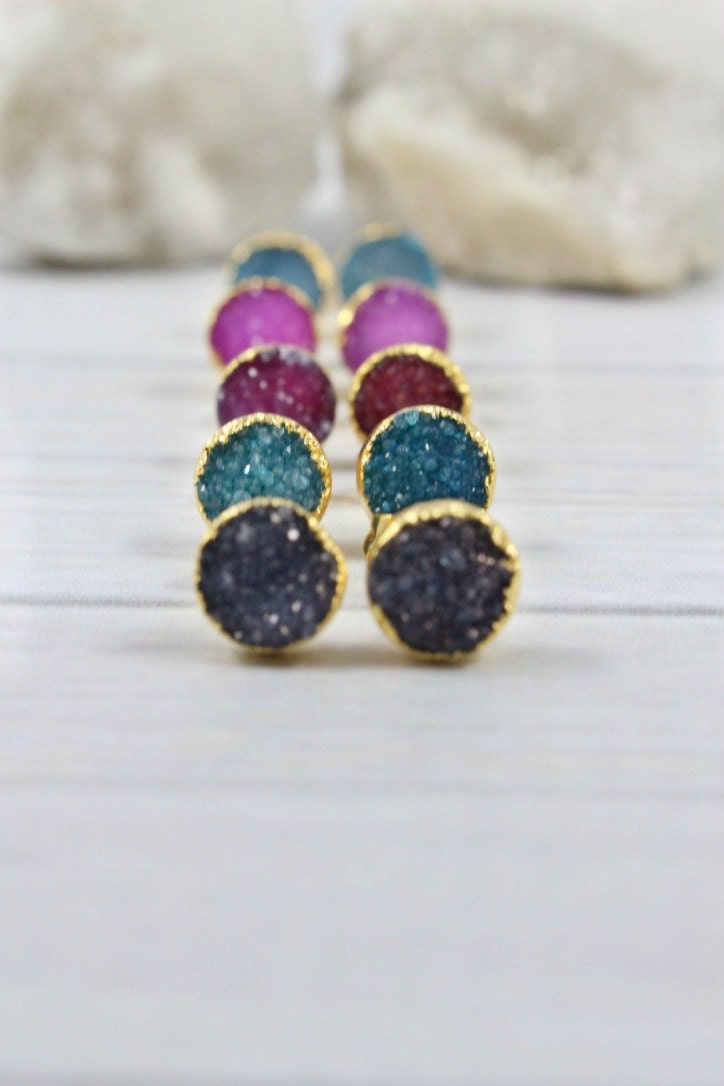druzy post earrings