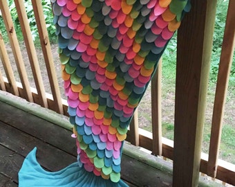 Rainbow Mermaid Tail Blanket