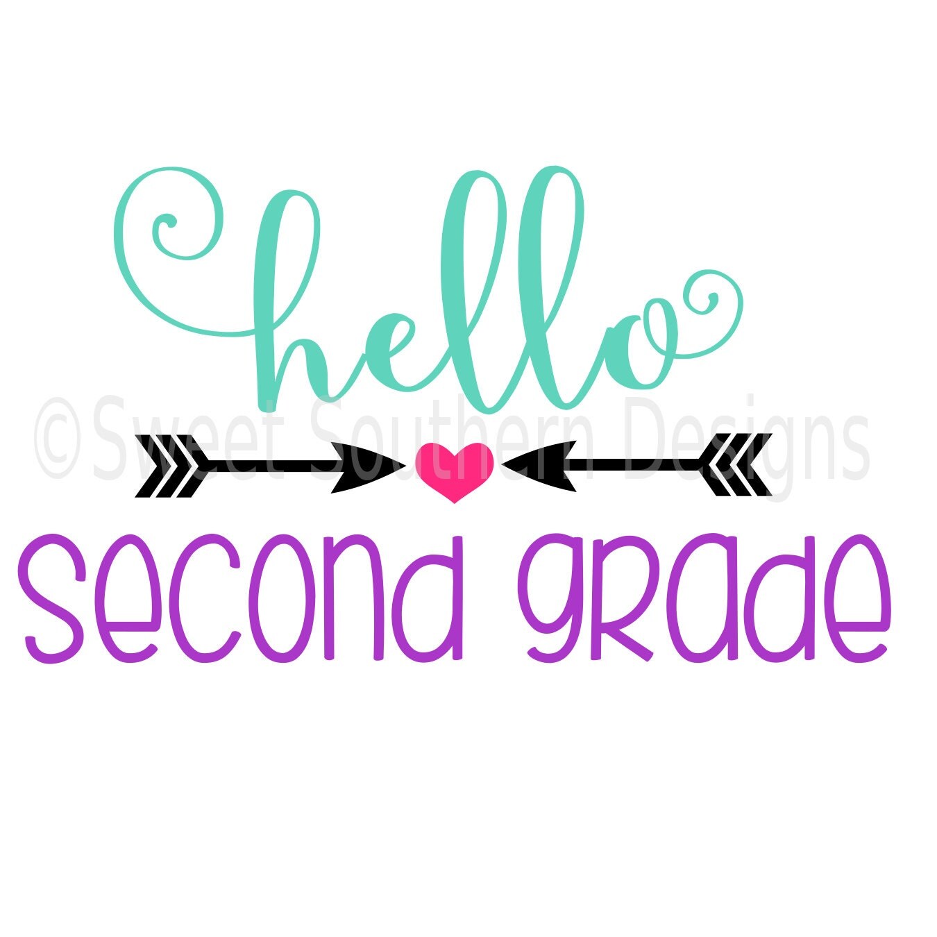 Hello second grade school SVG DXF instant download design for