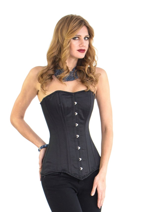 Corset Long Line Waist Training Tightlacing Black Overbust 0907