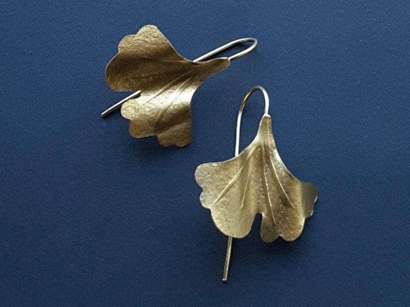 Ginkgo Biloba Earrings Nature Earrings Gold Earrings Leaf