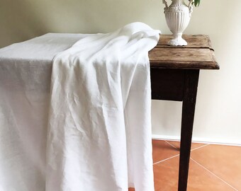 White Linen Table Cloth, Pure White Linen, Tablecloth Rectangle, Tablecloth Square Pure White Tablecloth linen Tablecloth Creamy White linen