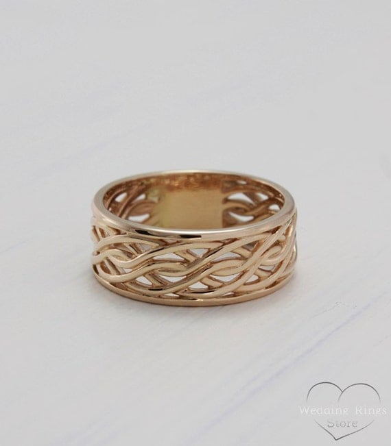 14k Rose solid gold braided wedding band Rustic wedding ring 14k Rose solid gold braided wedding band Rustic wedding ring