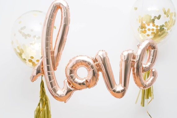 Love Foil Script Balloon In Rose Gold 80cm By Thislittleparty 1915