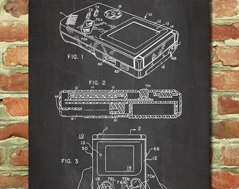Nintendo Game Boy Poster, Retro Nintendo Poster Game Boy Patent, Classic Nintendo Decor, Nintendo Gift, Gamer Art Decor, Gamer Wall Art P138