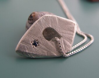 Pendant necklace, dainty necklace, minimalist necklace, modern jewelry, delicate silver necklace, everyday necklace, sapphire necklace