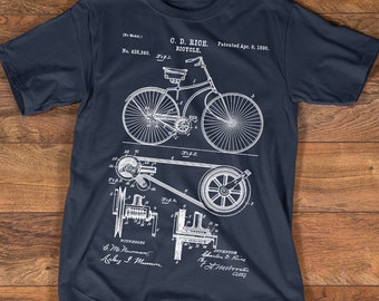 Bicycle Shirt - 1890 Bicycle Patent T-shirt - Cycling Shirts Collection - Available S-3XL Unisex Sizes - Gift Idea for Cyclist
