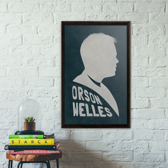 Orson Welles Silhouette - 11x17 Art Print // Vintage Wall Art // Navy Wall Decor // Pop Art Portrait // Citizen Kane // Classic Film