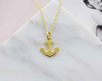 Gold anchor pendant necklace, anchor necklace, layering necklace, mom gift, bestfriend necklace, simple necklace, girlfriend necklace gift