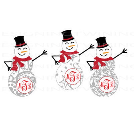 Download Snowman Monogram Christmas Holiday SVG PNG DXF file