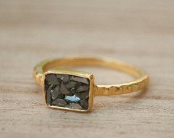 Black Diamond Ring * Gold Ring * Gold Vermeil * Diamond Gold Ring * Sparkle Ring * Engagement Ring * BJR055