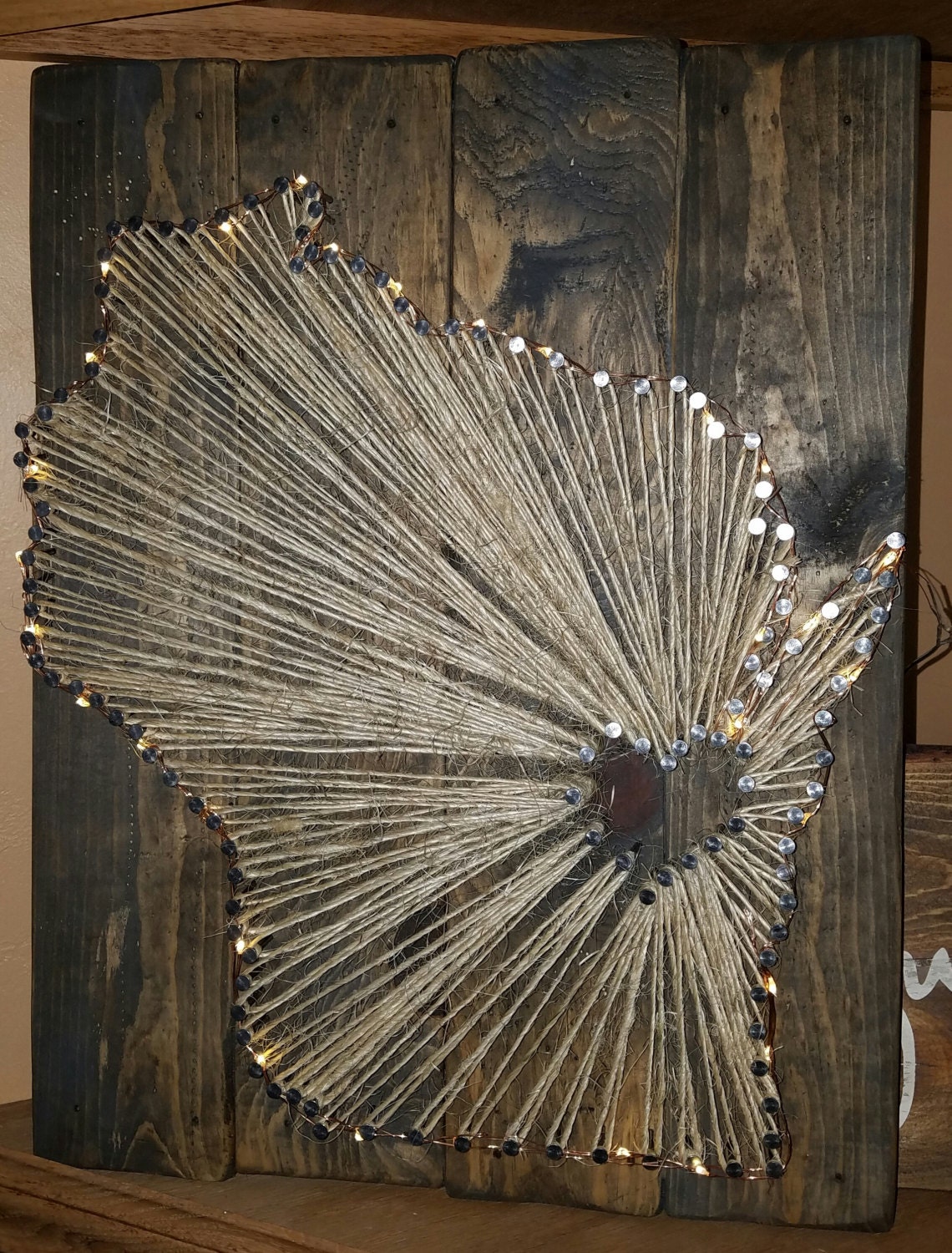 Wisconsin String Art with Copper Wire Lights