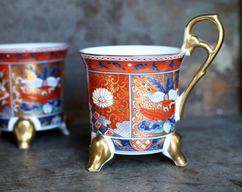 Porcelain Japanese Eclectique Kai Kai Tea Cups Vintage Set of 2