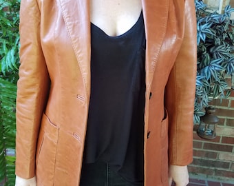 70s Leather Blazer, Womens Leather Blazer, Vintage Brown Leather, Brown Leather Blazer, Brown Leather Jacket, Womens Leather Jacket